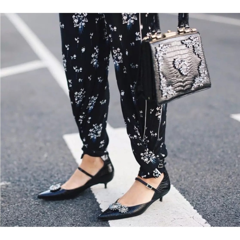 ERDEM Black Heels with Silver Embellishments